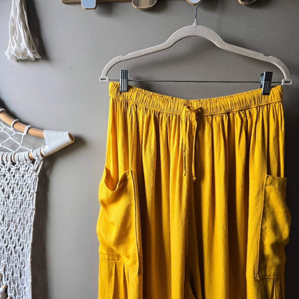 Free People Quinn Linen Blend Pants Mango Juice Nwt - Picture 3 of 6